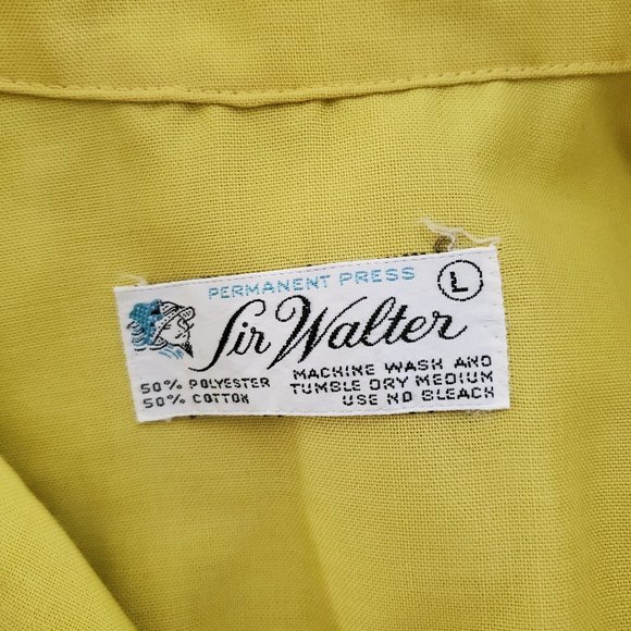 vintage 1960s yellow/green mens button up - Picture 7 of 7